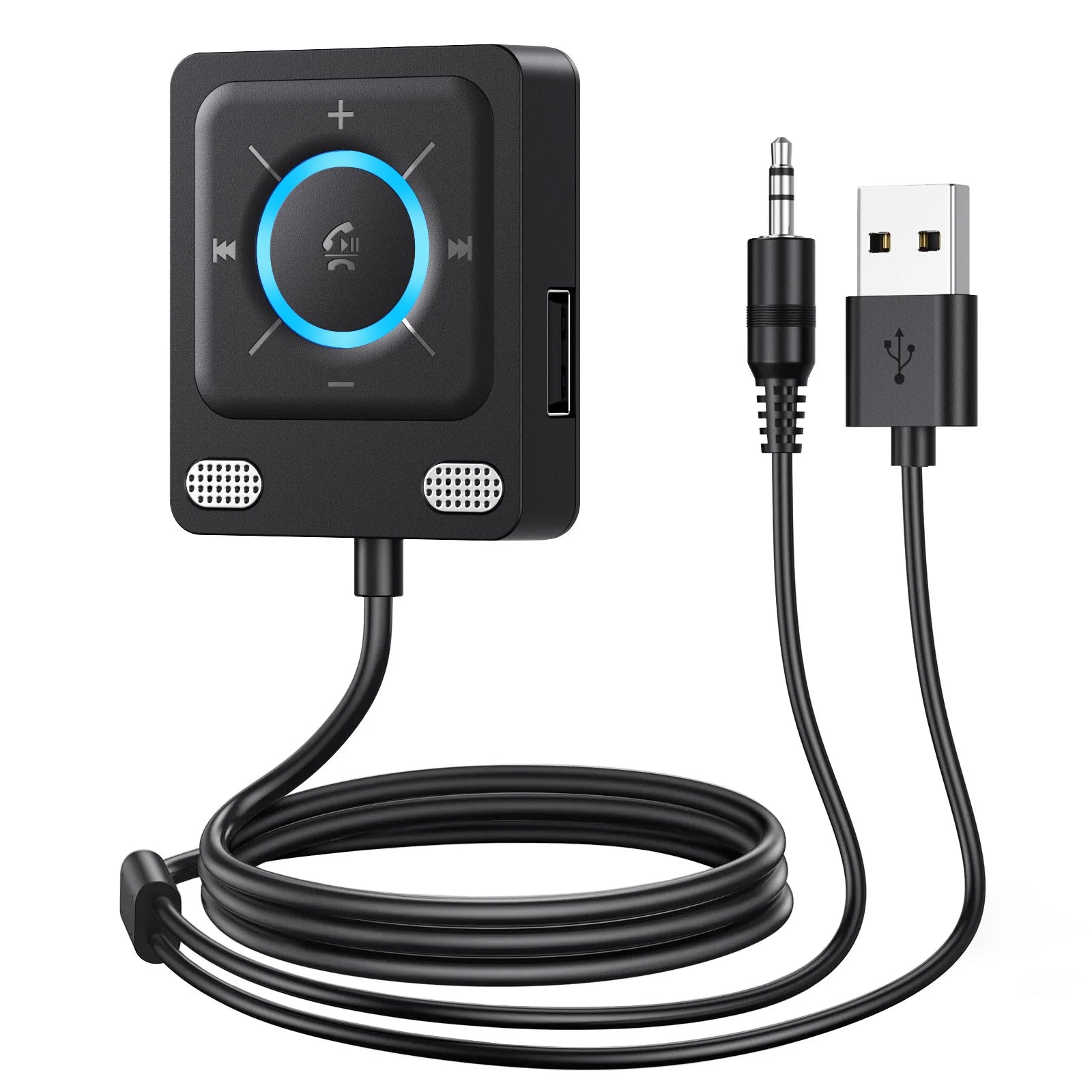 AUX Car Adapter Bluetooth 6.0 Stronger Dual Mics & Noise Cancellation Bluetooth Receiver For Car Music/Hands-Free Calls