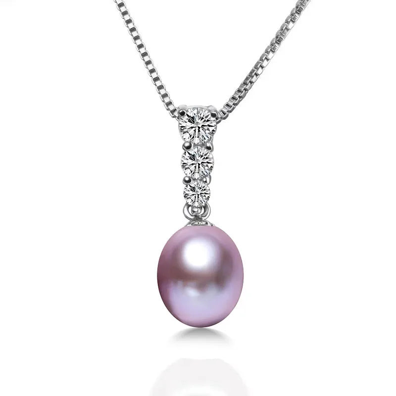 Real Beautiful Genuine 925 Sterling Silver Pendant,Black Natural Pearl Necklace Jewelry For Girl Birthday