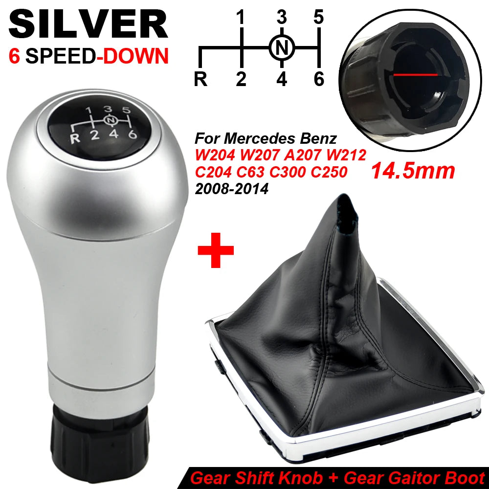 Auto Parts 5/6 Speed Gear Shift Knob With PU Leather Boot For Mercedes Benz W204 C204 C63 C300 C250 W207 A207 W212 2007-2013