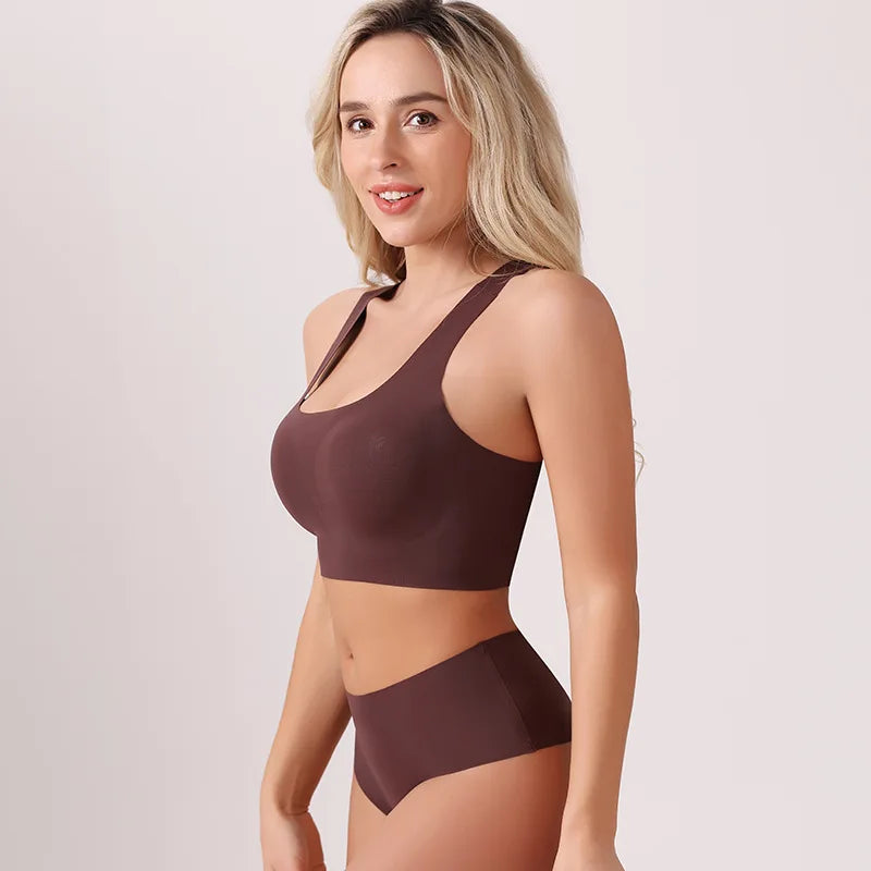 Ensemble soutien-gorge et culotte sans coutures pour femme, dos nageur, lingerie douce pour tous les jours 2026