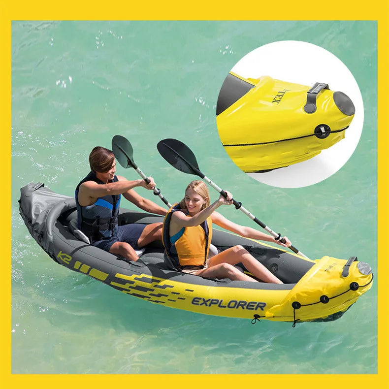 Double Kayaker INTEX 68307 Inflatable Dinghy Rafting Double Assault Boat Rafting Kayaker With Seat Outdoor Fishing Boat