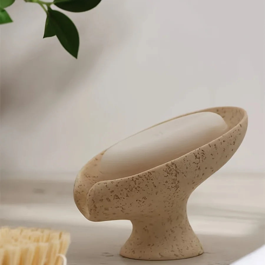 Wabi-sabi style Leaf-Shaped Soap Dish with Drain Soap Holder for Bathroom Soap Holder Keep Dry Modern Bathroom Accessory
