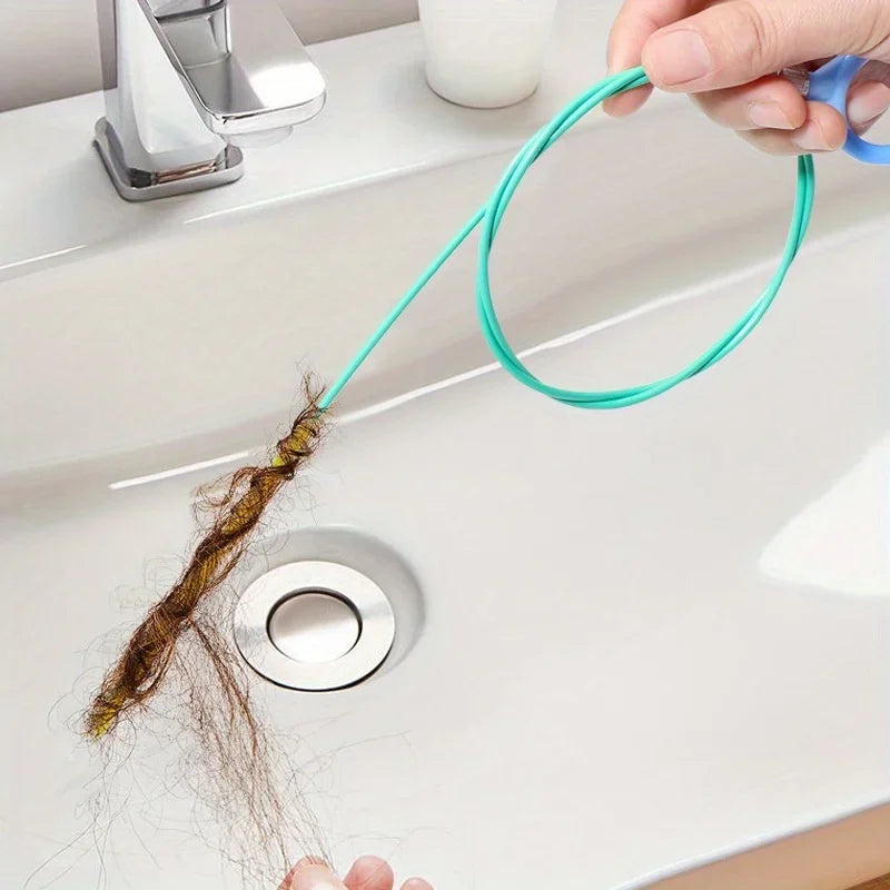 Pipe Unclogger, Drain Cleaning Stick, Hair Cleaning Hook, Bathroom Kitchen Drain Hole Unclogger, Durable Nylon Coating