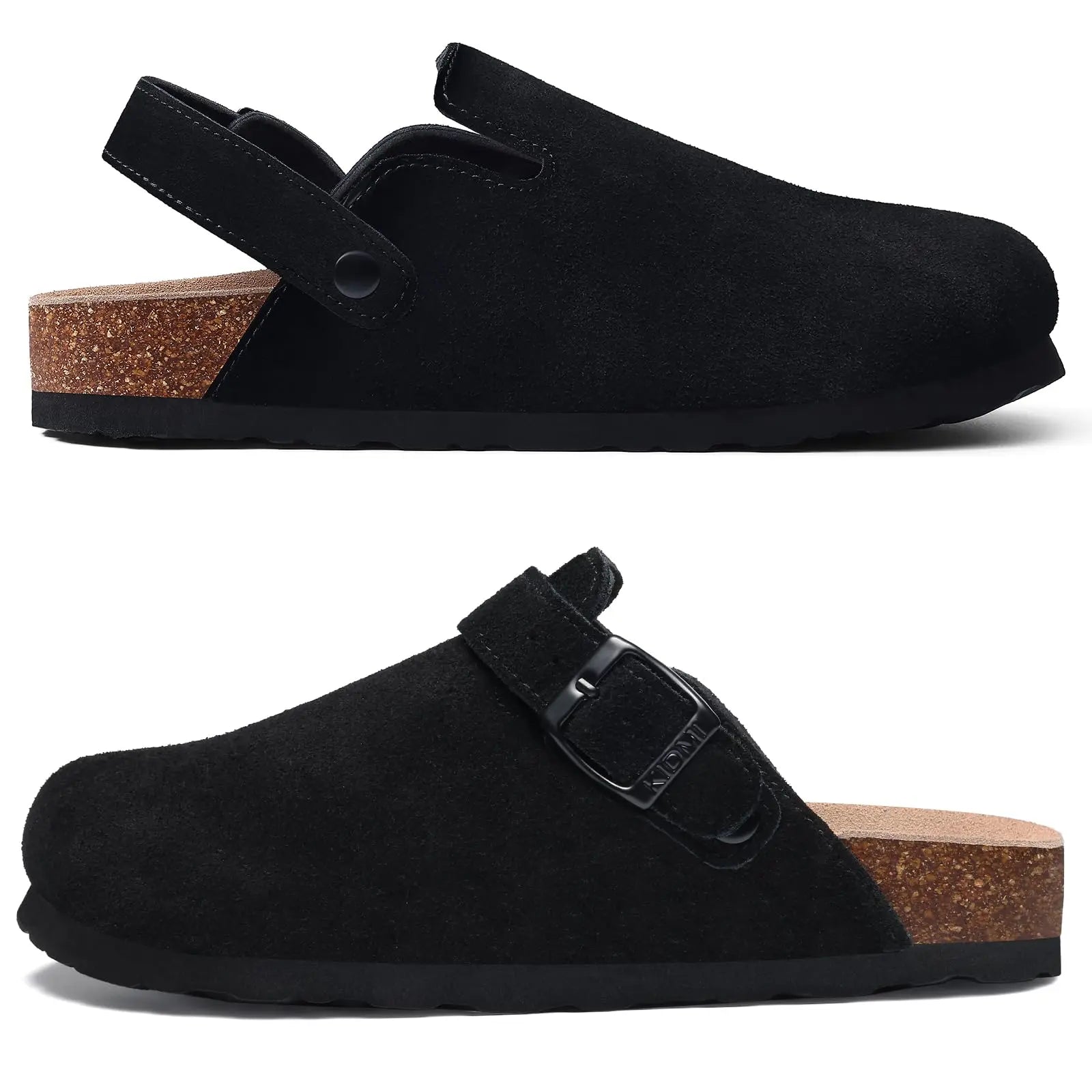 Asgard Women's Genuine Leather Clogs Soft Cork Footbed Cow Suede Mules With Adjustable Strap Fashion Comfort Slip on Slippers