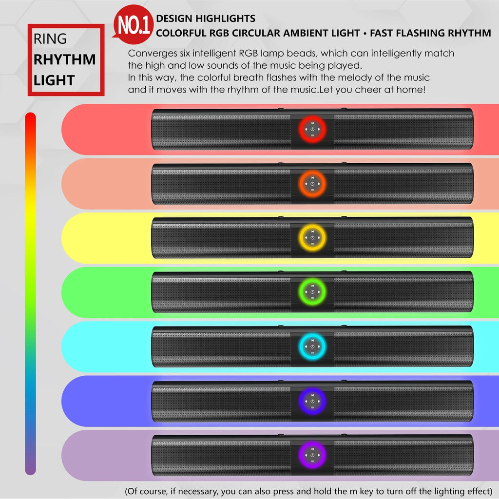Wireless Bluetooth Sound Bar Speaker Super Power Wired Surround Stereo RGB Colorful Light  HIFI Home Theater TV Projector PC