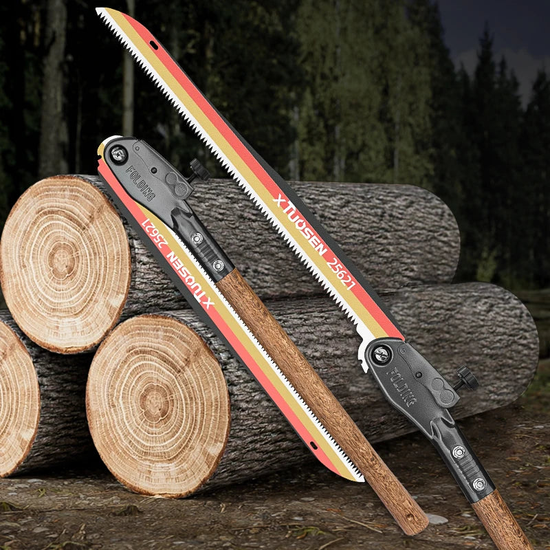 long saw for trimming trees Folding woodworking hand saw carbon steel sharp outdoor trimming tool wooden handle