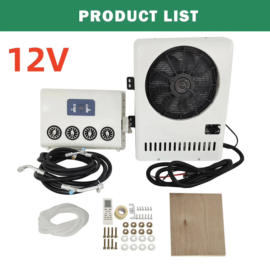 Treeligo 2025 10500BTU 12V Car Cooling Air Conditioner New Electric Car Split AC Unit For RV Truck Tractor Camper Van Motorhome