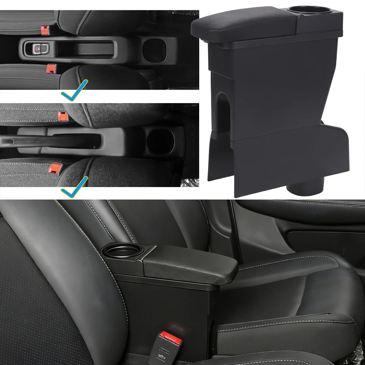 Boîte d'accoudoir pour Leapmotor T03 Boîte d'accoudoir de voiture Leapmotor T03 2021-2026 Support de tasse d'eau de rangement central Pièces d'accessoires de voiture