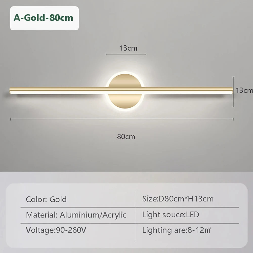 Modern LED Wall Lamp Minimalist Lines Texture Metallic Black Gold For Bedroom Vanity Lighting Bathroom Mirrors Hallways Entryway