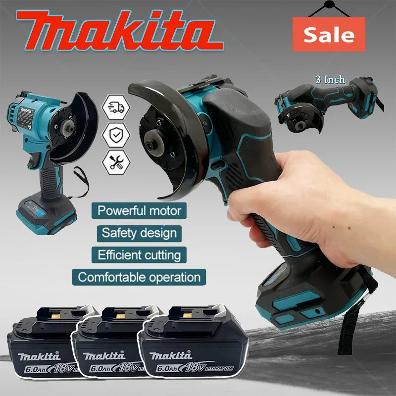 Makita Mini-meuleuse d'angle sans fil 3 pouces, outil de coupe électrique 3 pouces, scie circulaire de coupe, outil électrique, batterie 20V
