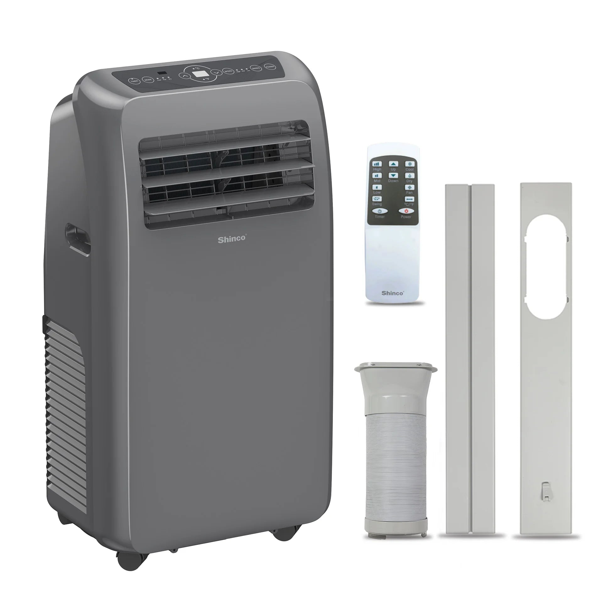 Shinco Grey Portable Air Conditioner Heater and Cool , Ac Heater Combo Window Unit, Portable AC Unit with Dehumidifier & Fan, Cools & Heats,Remote Control and Window Kit
