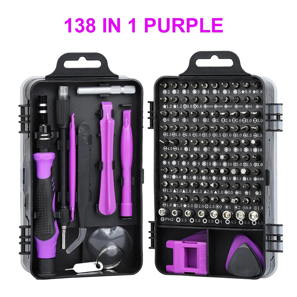 138/140 in1 Screwdriver Set Magnetic Torx Phillips Screw Bit Kit With Electrical Remover Wrench Repair Phone PC Tools