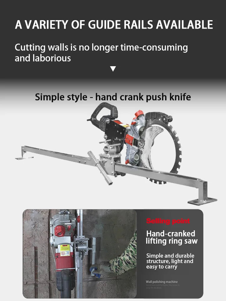 220V-240V  Concrete Ring Saw with 2.4M Track  High Power Electric Wall Cutter  Cuts up to 30‑40 cm Concrete Brick Stone