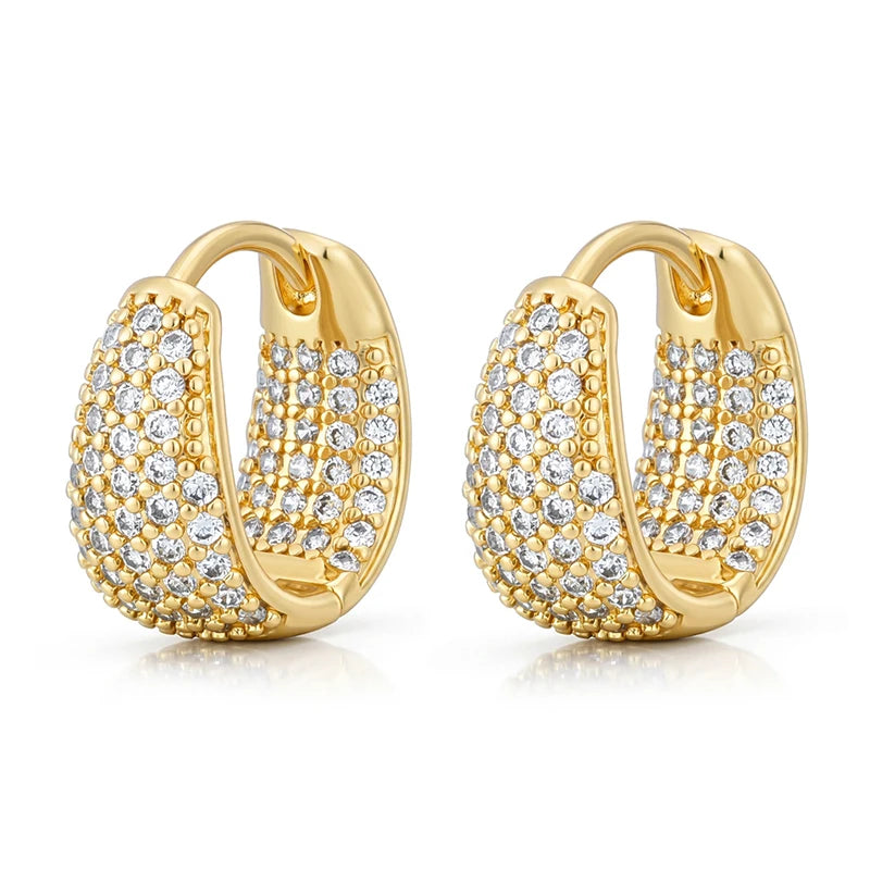 Fashion Zirconia U Shape Huggie Hoop Earrings For Women Geometric Ear Buckle Bridal Wedding Engagement Earrings Daily Jewelry