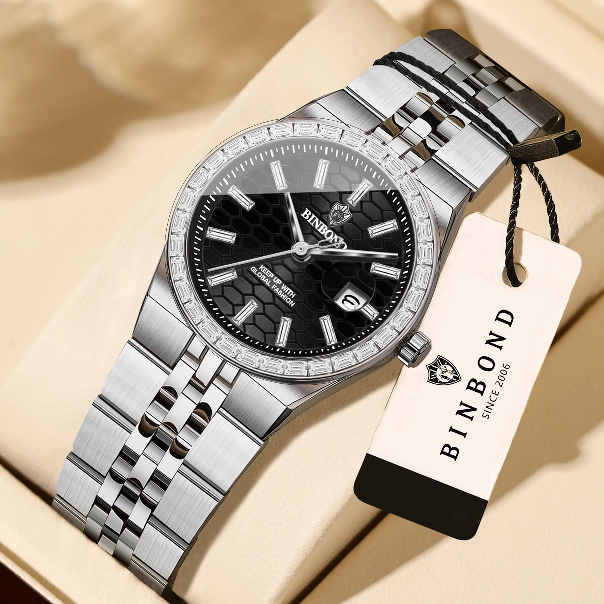 BINBOND Waterproof Sturdy Auto Date Women's Watches Fashion Reloj Ladies Casual Accurate Quartz Wristwatches For Women Luxury