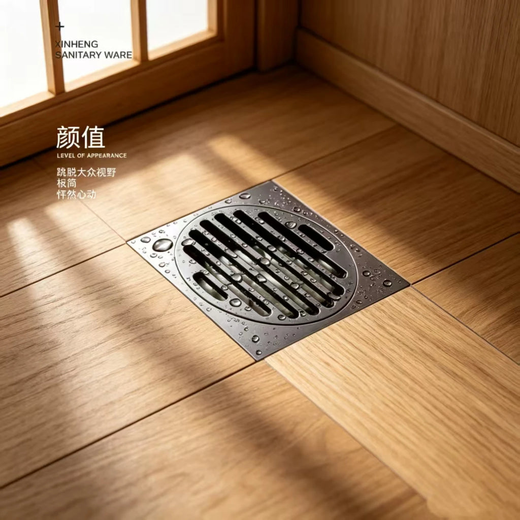 Rose gold copper invisible multi-color floor drain brass anti odor inlaid brick bathroom shower long concealed anti odor device
