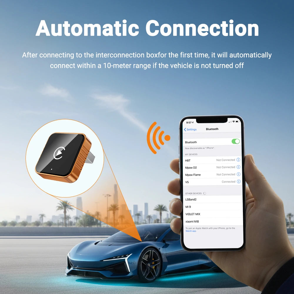 2026 NEW Upgraded Wired To Wireless Carplay Android Auto 2In1 Adapter Car Gadget Smart Box Plug and Play 5Ghz Wifi Fast Connect