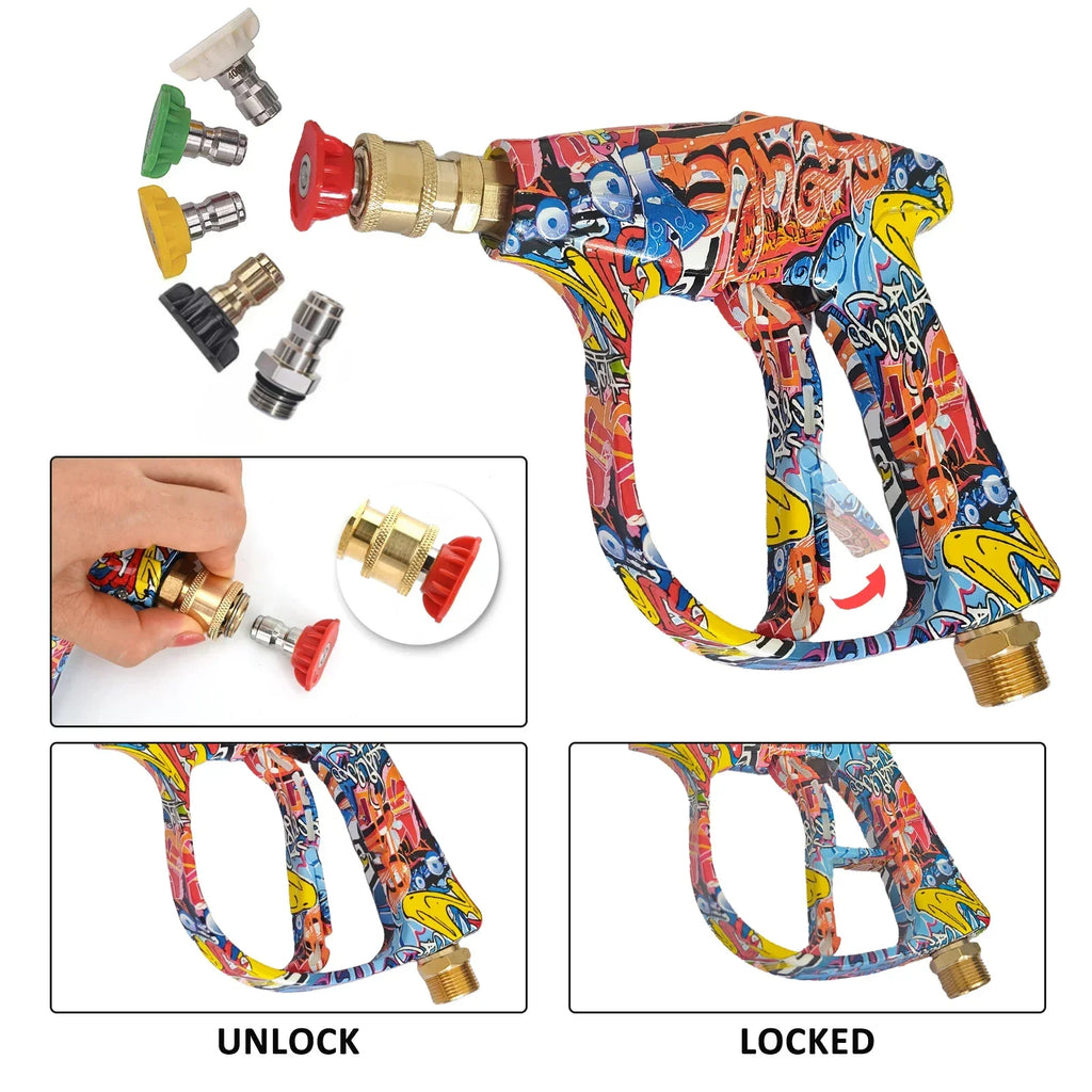 Graffiti Design Foam Cannon Kit - High Pressure Washer Gun for Karcher/Bosch/Nilfisk, Ergonomic Car/RV/Truck Wash Set