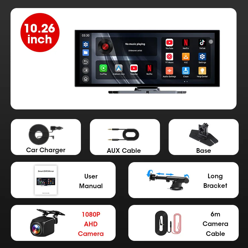 Jansite Universal Car Multimedia Video Player Bluetooth Wireless Carplay Android Auto Screen Stereo Radio for YouTube Netflix