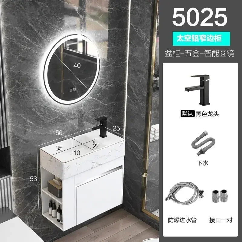 Compact Mini Bathroom Cabinet Minimalist Storage Ceramic Integrated Bathroom Vanity Cabinet Modern Archivadores Trendy Furniture