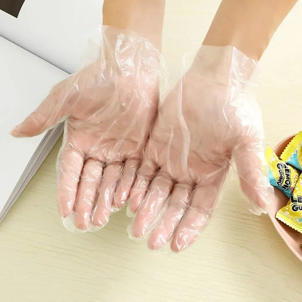 100pcs Disposable Gloves Food Grade Transparent Gloves plastic gloves Food Service Clear Cleaning Kitchen Disposable Home