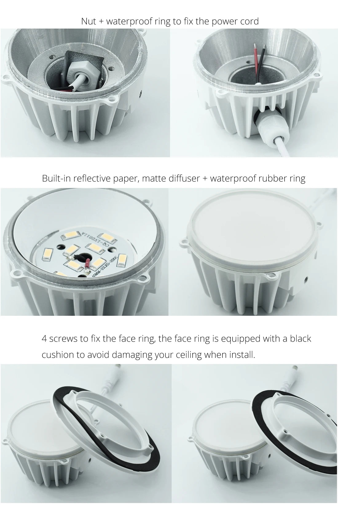 Spot LED IP65 étanche, résistant au feu, downlight 5W 7W 9W 12W 15W pour sauna, hammam, cuisine, salle de bain, avant-toit