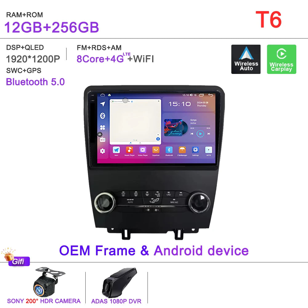 Android 16 Car For Ford Mustang 2010-2014 Multimedia Player Stereo Car Radio Autoradio GPS WIFI Carplay Touch Screen Head Unit