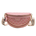 Sac banane en tissu écossais imprimé pour femme, sac de taille à chaîne tendance, sac banane pour femme, sac à bandoulière à large sangle pour femme