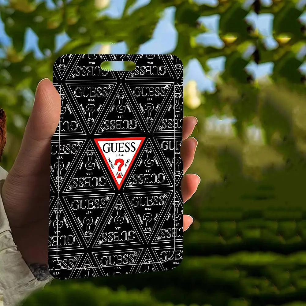 Étui pour cartes unisexe Fashion G-Guess-s, étui porte-cartes d'identité de travail pour femme avec lanière, étui porte-badges d'identité de travail d'affaires