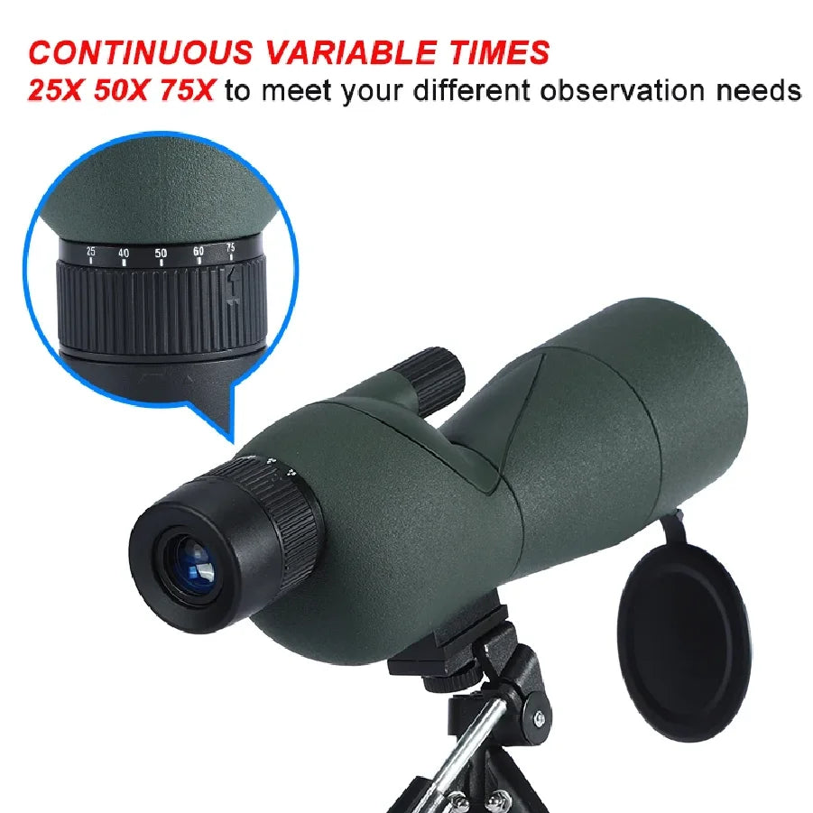 CAOX Essential for Camping and Hiking, 25-75x60 High-Power Zoom HD Monocular Telescope, Perfect for Birdwatching and Sightseeing