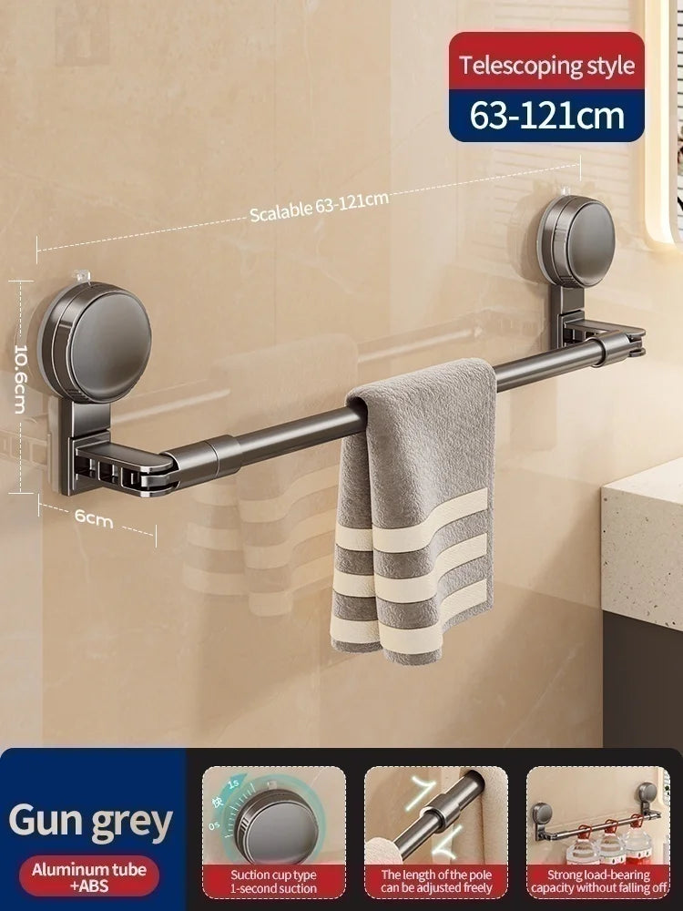 Porte-pantoufles extensible avec ventouse pour salle de bain, douche, tringle télescopique réglable sans perçage, tringle à serviettes, tringle de cuisine