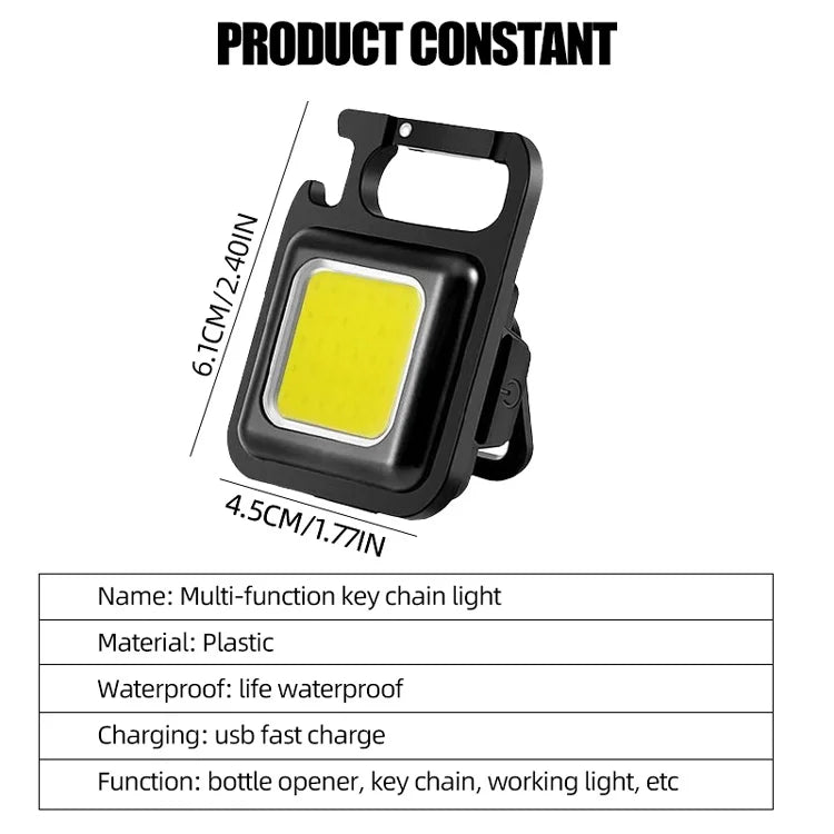 LED Flashlight Super Bright 1500LM Folding Bracket Bright EDC Keychain USB Rechargeable Waterproof Light Outdoor Camping Tools