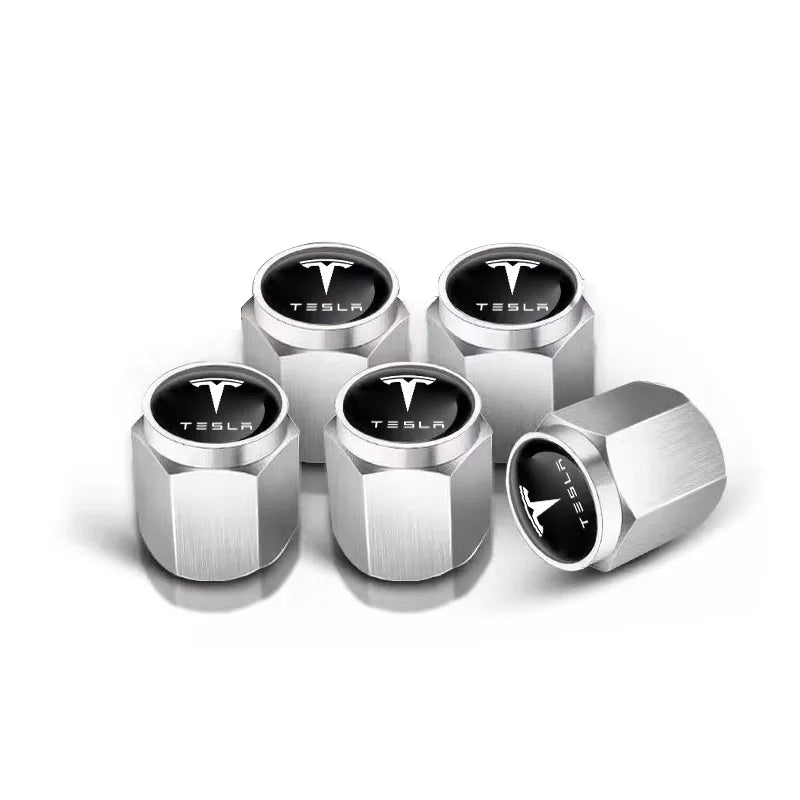 5PCS Car Tire Valve Cover Aluminium Alloy Tire Wheel Stem Air Valve Cap For Tesla Model 3 Y S X 2021 Roadster Cybertruck Juguete