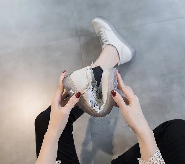 GKTINOO Women Sneakers Big Size 2026 Spring New Genuine Leather Loafers Women Casual Lace-up Women's Nurse Shoes