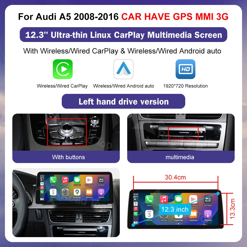 Linux 8.9/12.3" Audi A5 Multimedia