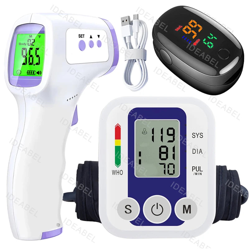 Digital Arm Blood Pressure Meter Cuff Medical Automatic Pressure Tonometer Tensiometer Heart Rate Pulse Meter BP Monitor Healthy