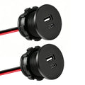 12V USB Outlet PD 3.1A Type-C & USB-C Charger Socket Dual Ports Recessed Mount Car Charger Replacement for RV Camper Trailer