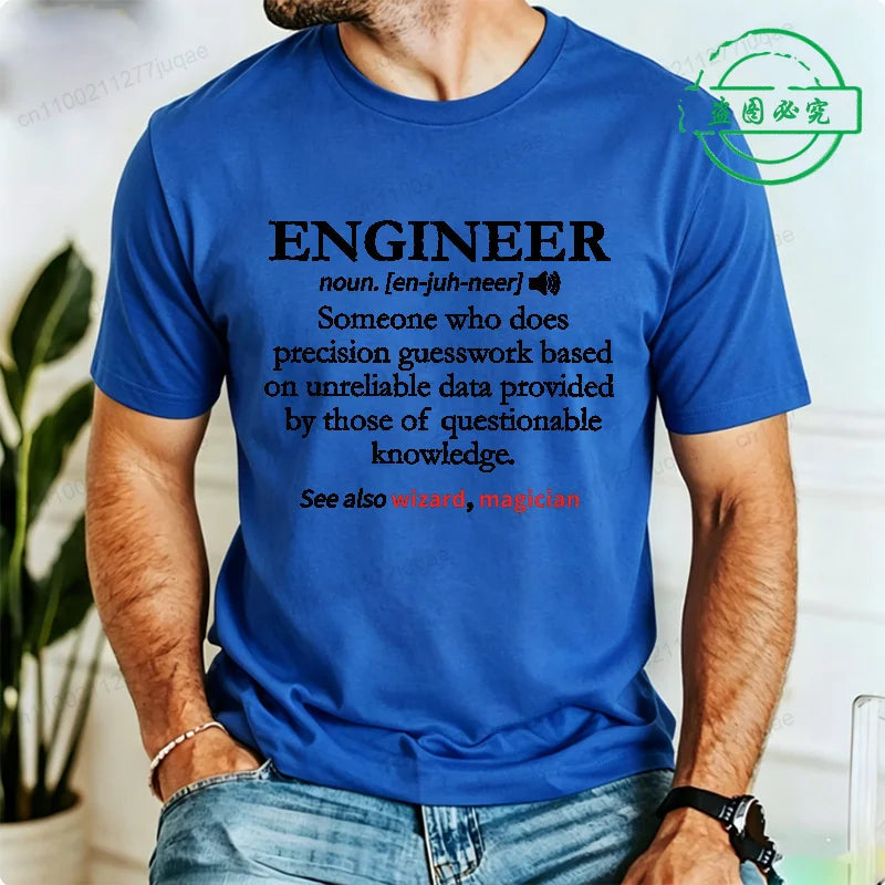 Summer Men's Retro T-Shirts Engineer Definition Shirt Tops Casual Fashion T-shirt Mechanical Engineering Gift TShirt Street Wear