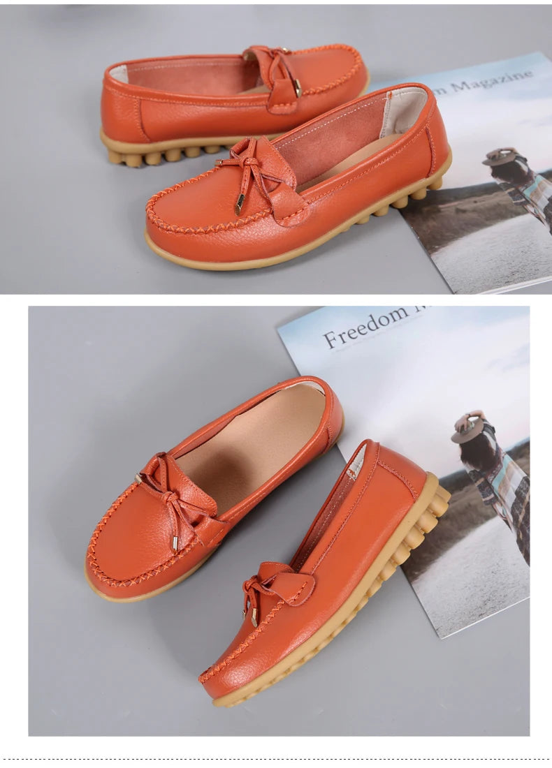 2025 New Woman Flats Shoes Ballet Flat Sneakers Genuine Leather Spring Soft Moccasins Ladies Boat Ballerina Espadrilles Creepers