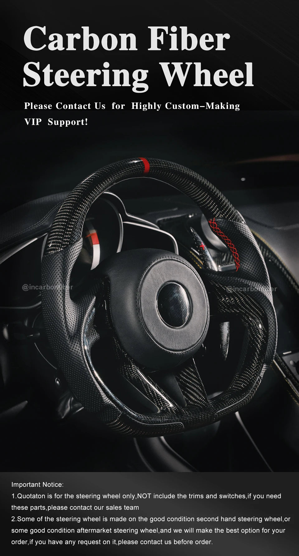 ICF Carbon Fiber Steering Wheel For Audi A3 A4 B9 RS3 S3 RS4 S4 A5 S5 Customized Suede Leather
