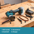 Brushless Electric Mini Belt Sander Cordless Sander Polisher Power Tools with Belts for Wood Metal Work for Makita 21V Battery