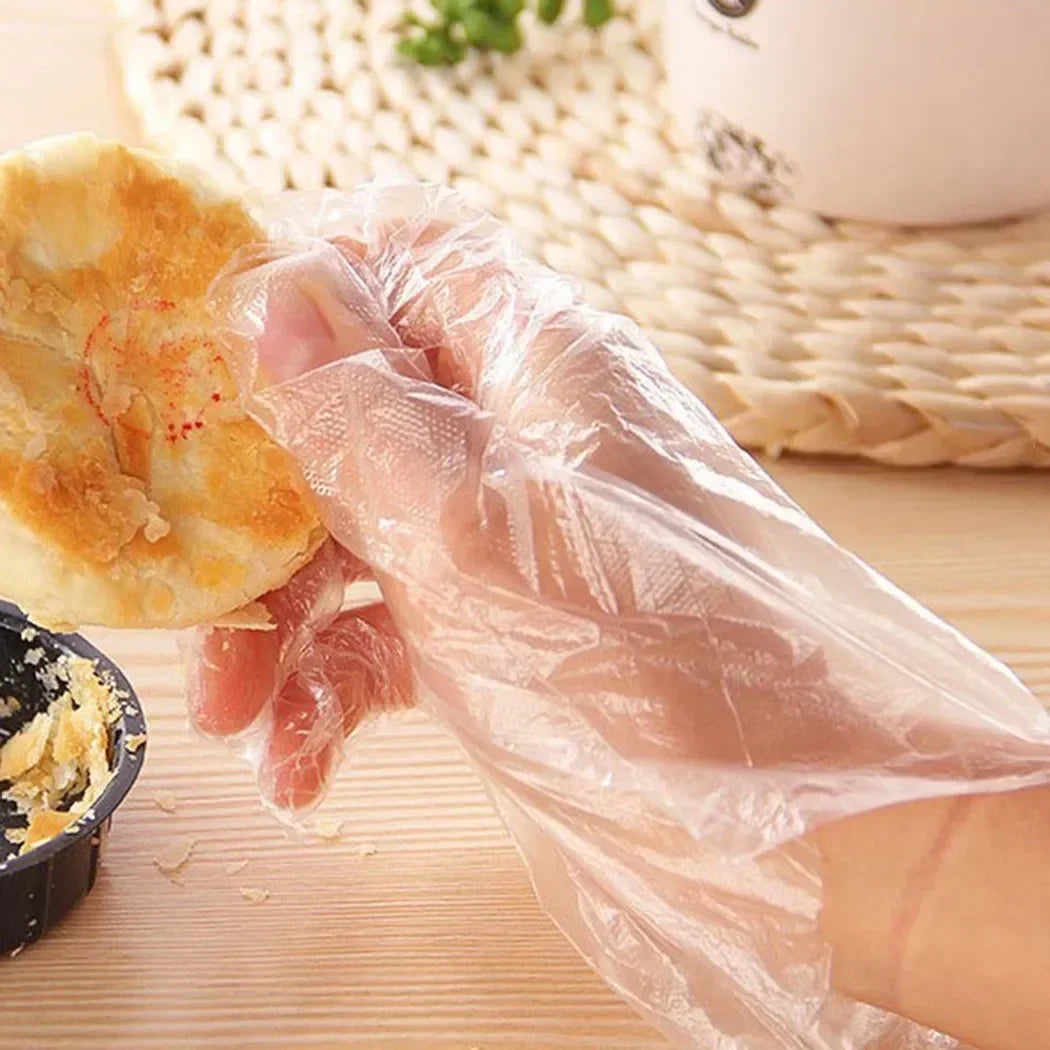 100pcs Disposable Gloves Food Grade Transparent Gloves plastic gloves Food Service Clear Cleaning Kitchen Disposable Home