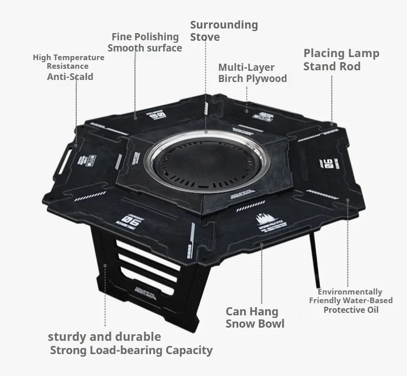 Foldable Detachable Hexagonal Tables Lightweight Convenient Barbecue Picnic Tables Multifunctional Outdoor Camping Furnishings
