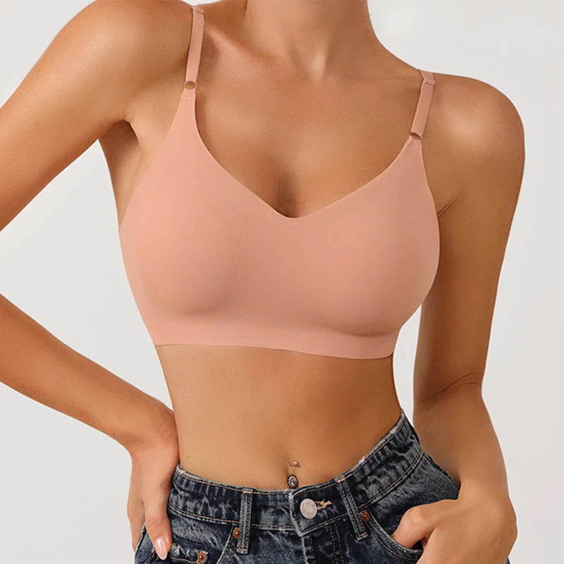 CINOON Soutiens-gorge sans couture pour femme Push Up Sous-vêtements de nuit Bralette amovible rembourrée Soutien-gorge une pièce Sans armatures Confort Intime