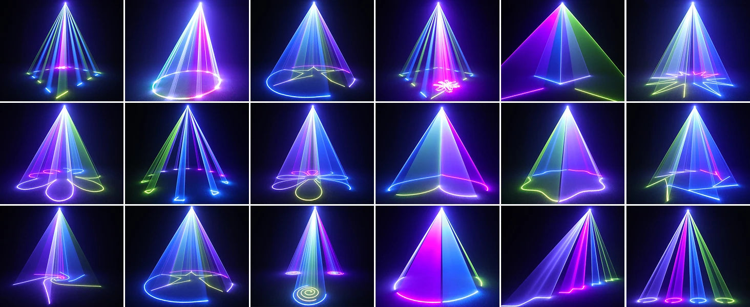 Somspot Full Color Laser Lights 3D Animation Laser Machine RGB Pattern Effect Lighting Projector for Wedding Party DJ Disco Club
