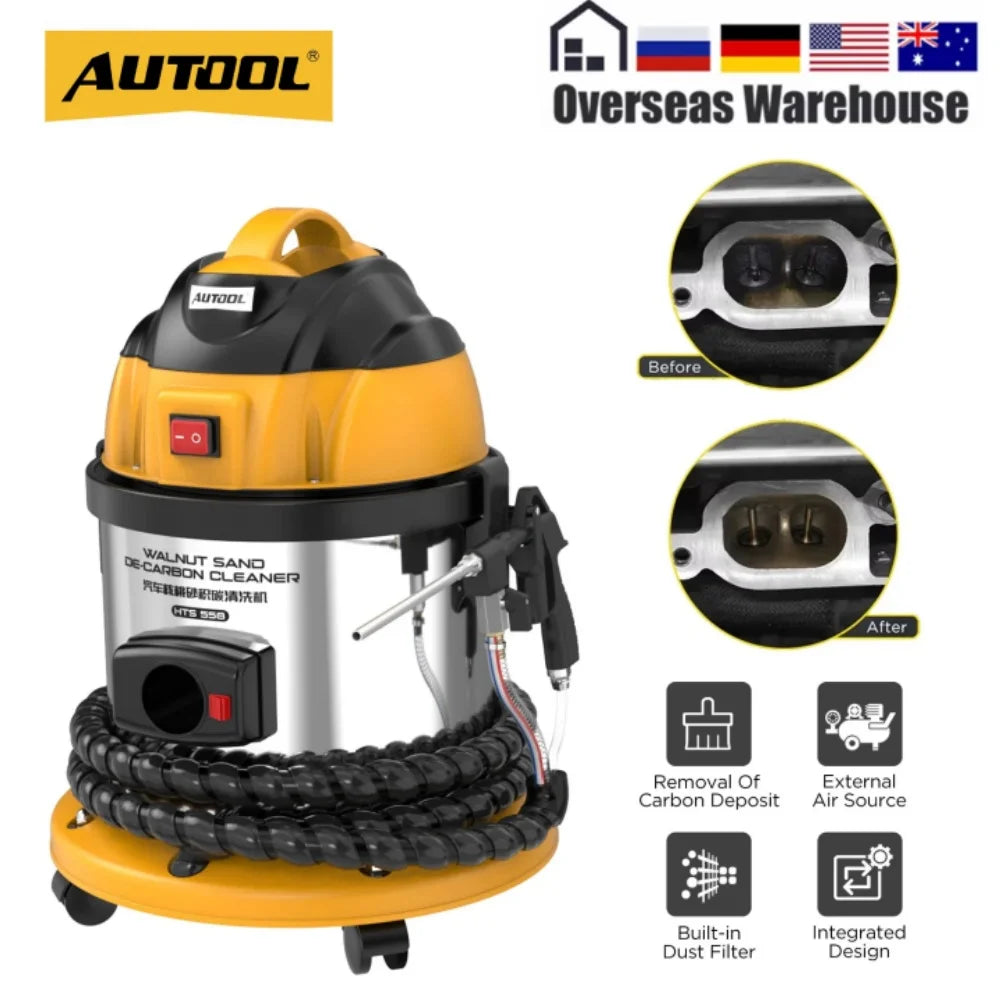AUTOOL HTS558 Auto Engine Decarbonizer Walnut Sand Cleaner Carbon Cleaning Machine Car Decarbon Machine Carbon Deposition Tester