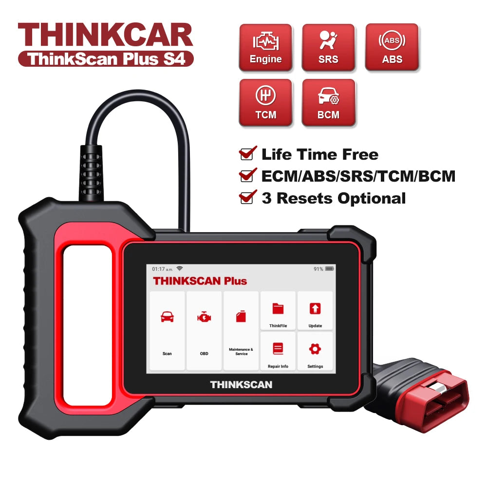 THINKCAR THINKSCAN PLUS S4 S7 ABS SRS ECM System Car Diagnostic Tools OBD2 Auto Scanner OBD 2 Code Coder Reader Free Update