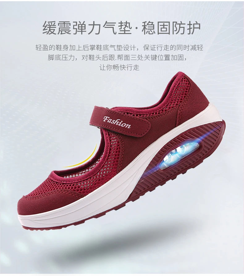Women's Breathable Walking Shoes Ladies Fashion Mary Jane Sneakers Adjustable Working Nurse Shoes Lightweight Flats Roll