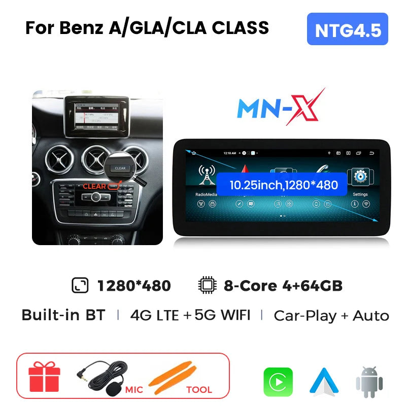 Android 14 Car Radio Wireless CarPlay For Mercedes-Benz A-Class W176 GLA X156 CLA C117 G Class W461 W463 DSP WIFI GPS Multimedia