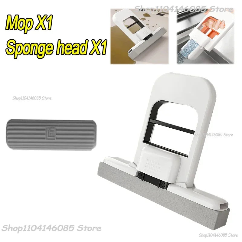 Portable Foldable Wet Dry Mop Quick Cleaning Bathroom Kitchen Mini Sponge Mop Hand-free Wash Mops Mini Portable  Floor Mop